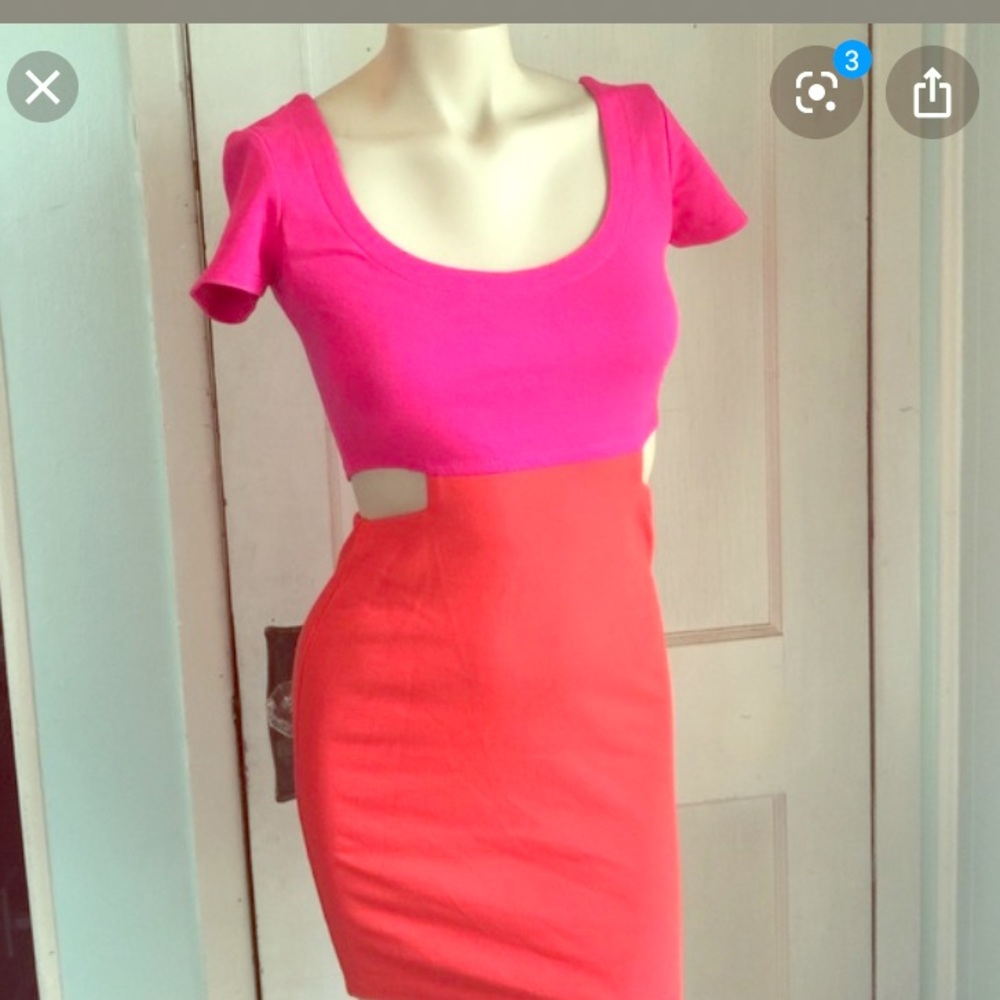 Super cute bodycon dress with side cut outs.